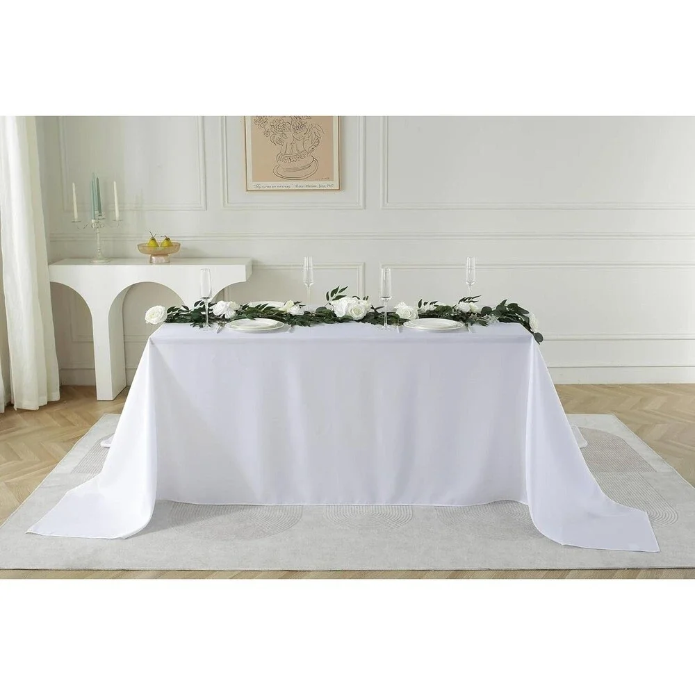 Craft & Party, Polyester Tablecloth - Rectangle White Tablecloth, 90 x 132 Inch